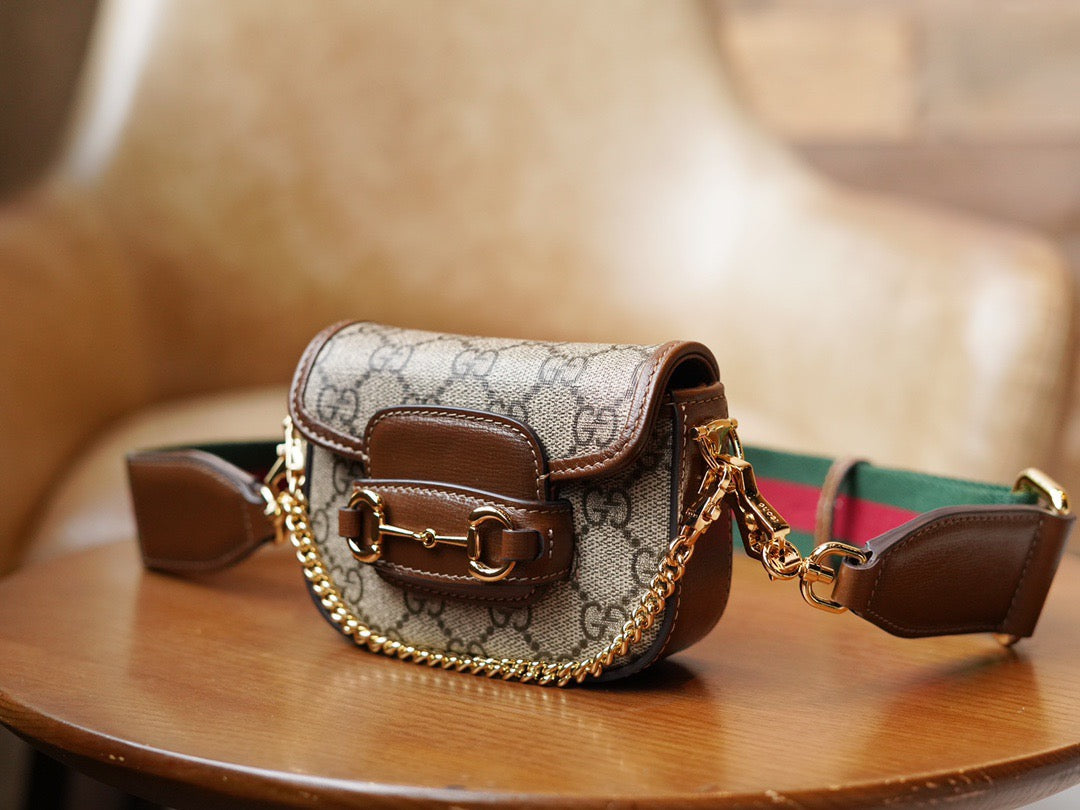 Horsebit 1955 Mini leather-trimmed shoulder bag