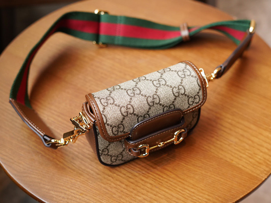 Horsebit 1955 Mini leather-trimmed shoulder bag