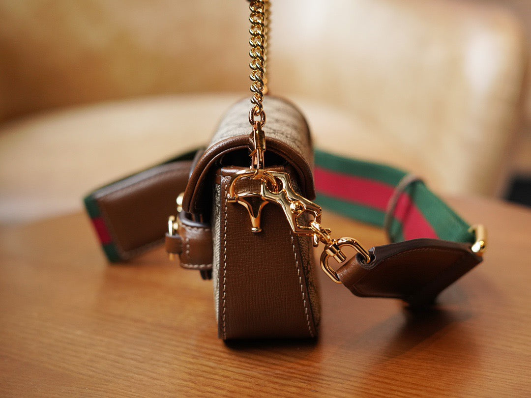 Horsebit 1955 Mini leather-trimmed shoulder bag
