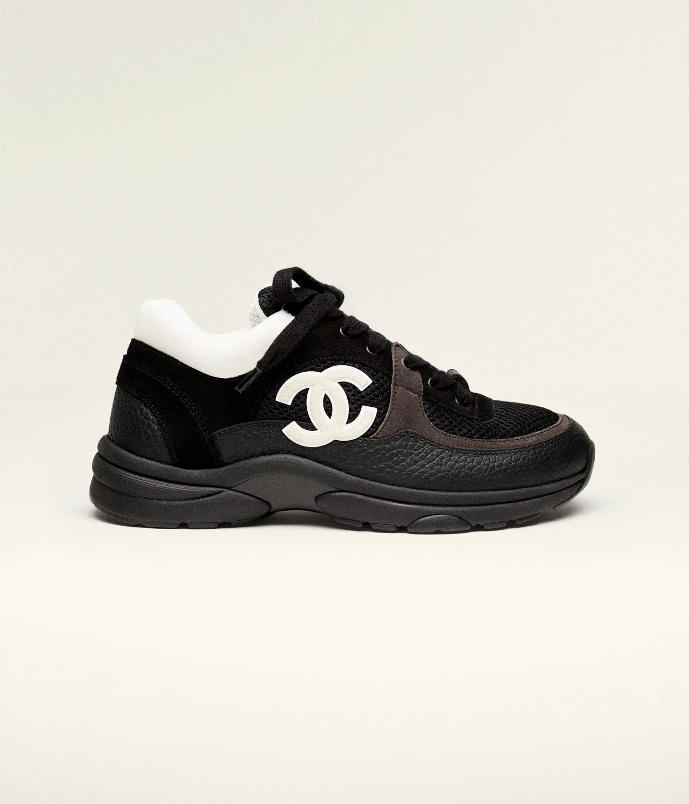 Mesh, Suede Calfskin & Grained Calfskin White & Black