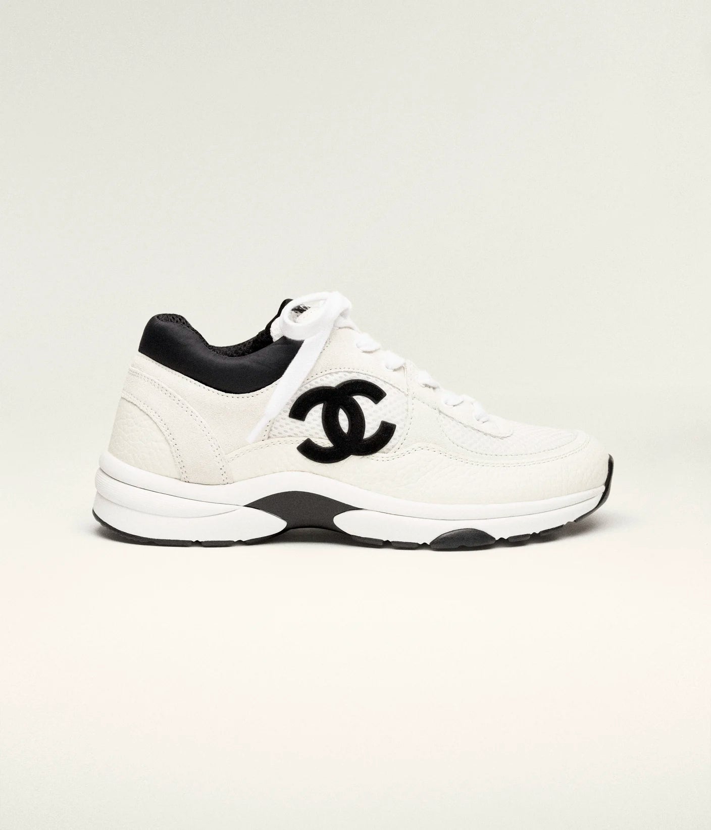 Mesh, Suede Calfskin & Grained Calfskin White & Black