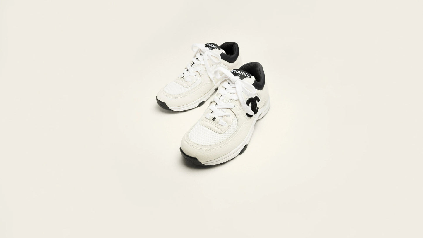 Mesh, Suede Calfskin & Grained Calfskin White & Black