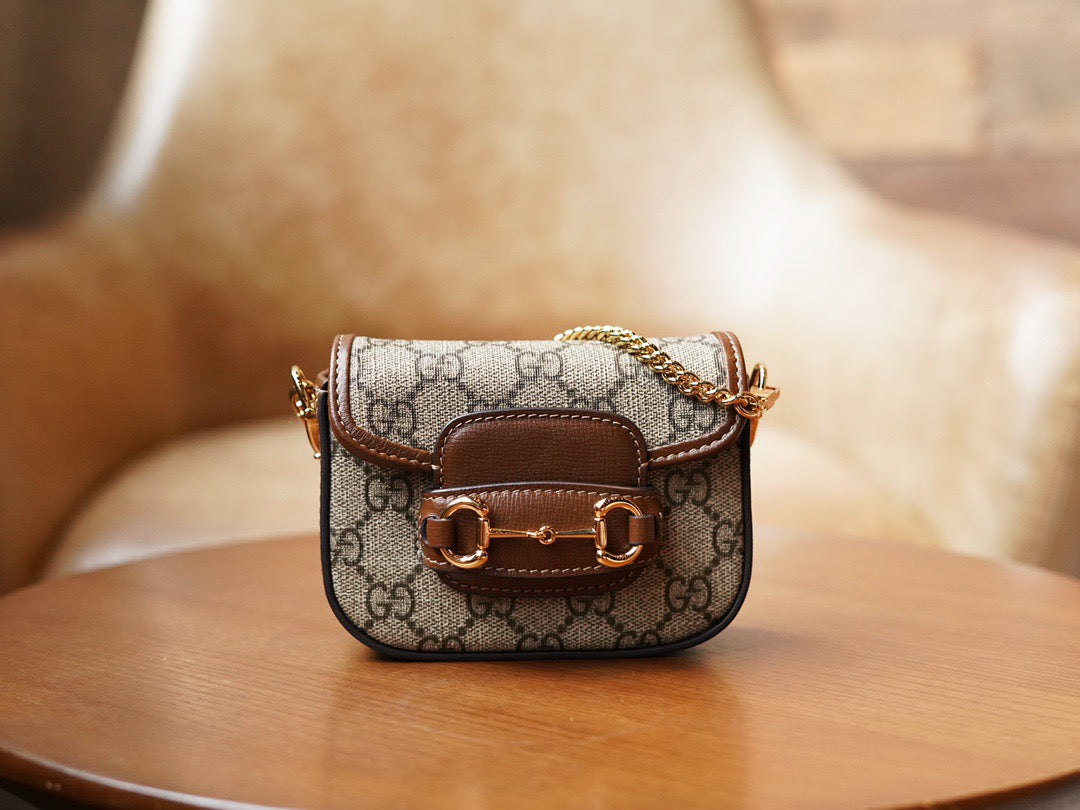 Horsebit 1955 Mini leather-trimmed shoulder bag