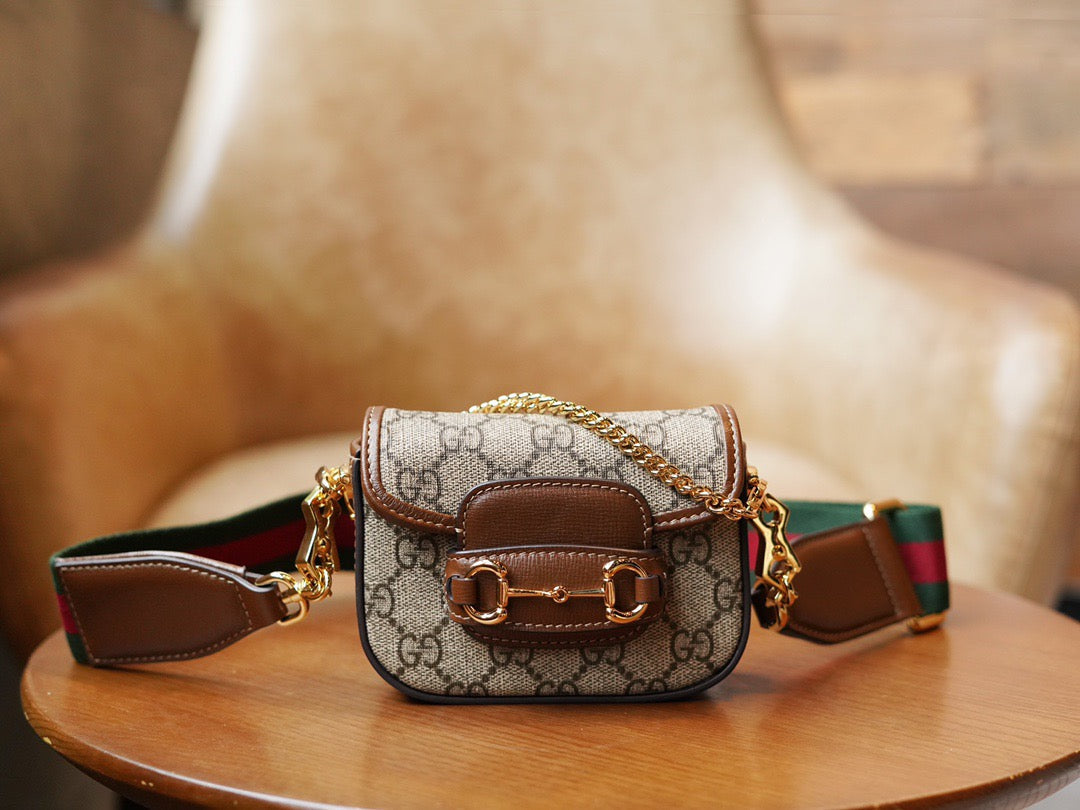 Horsebit 1955 Mini leather-trimmed shoulder bag