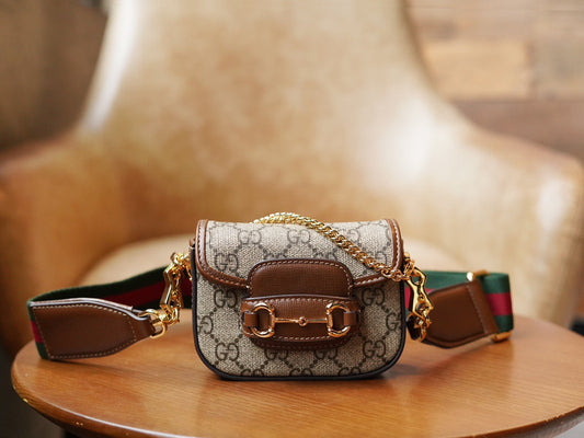 Horsebit 1955 Mini leather-trimmed shoulder bag