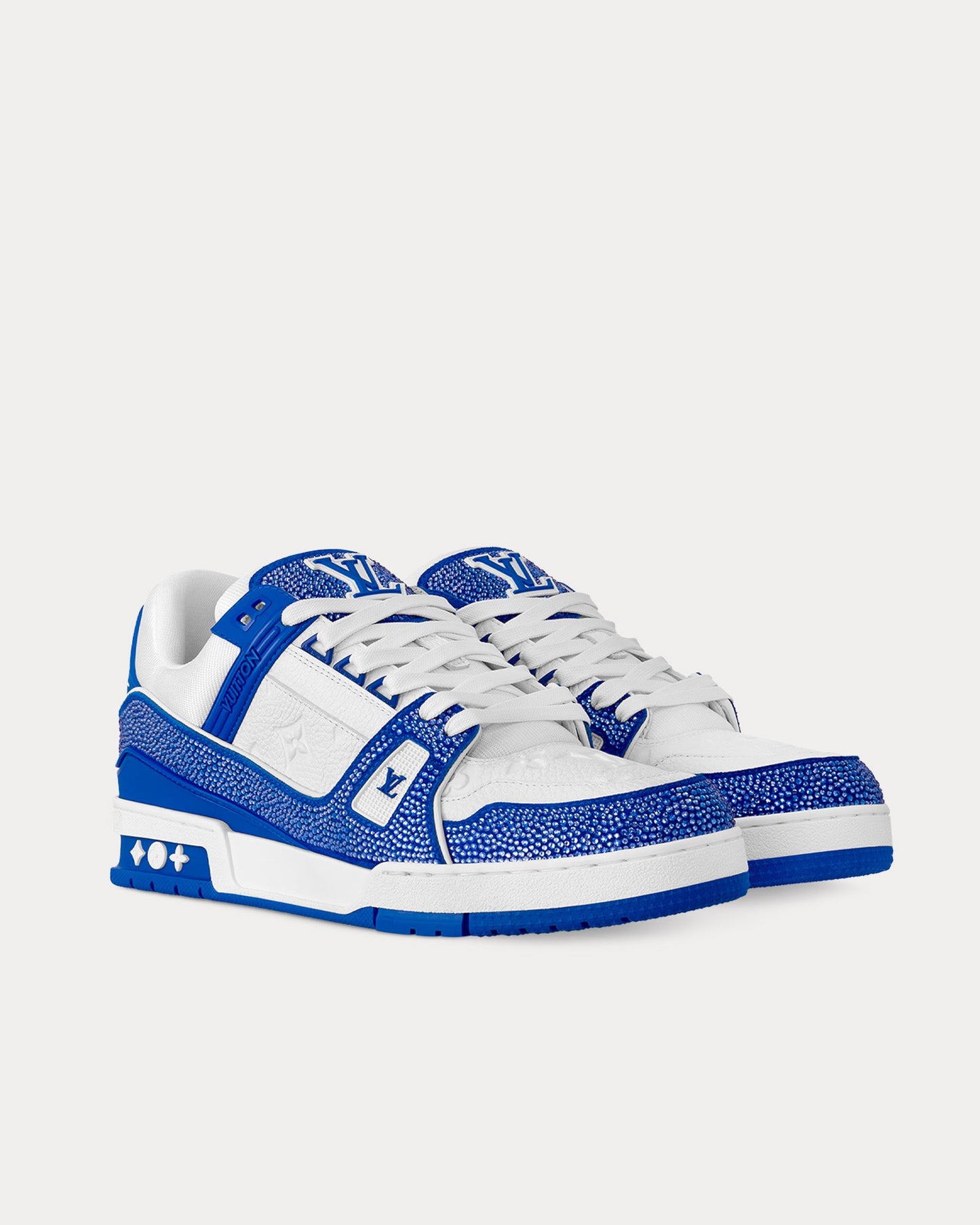Trainers Swarovski Crystals & Monogram-Embossed Blue Low Top Sneakers