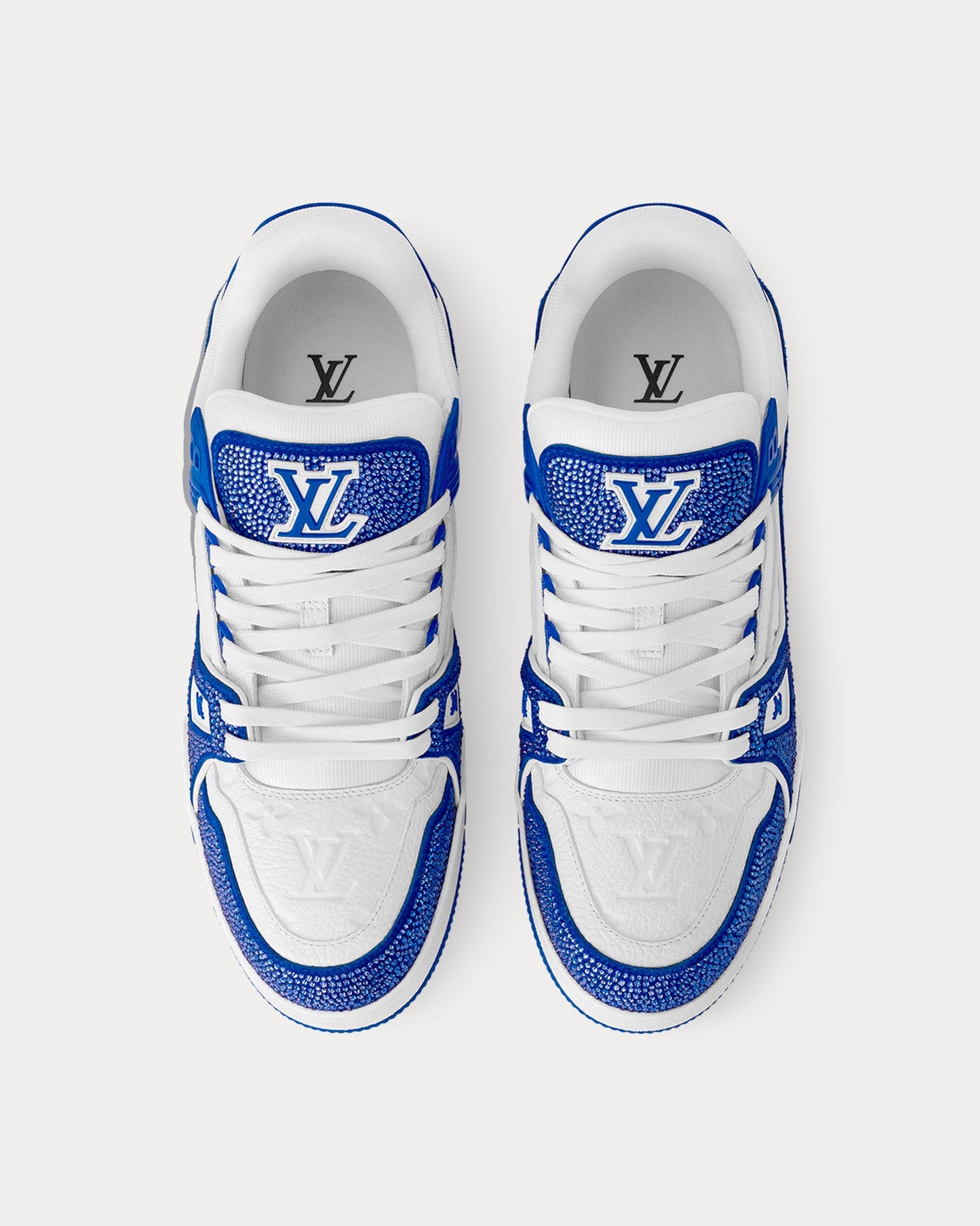 Trainers Swarovski Crystals & Monogram-Embossed Blue Low Top Sneakers