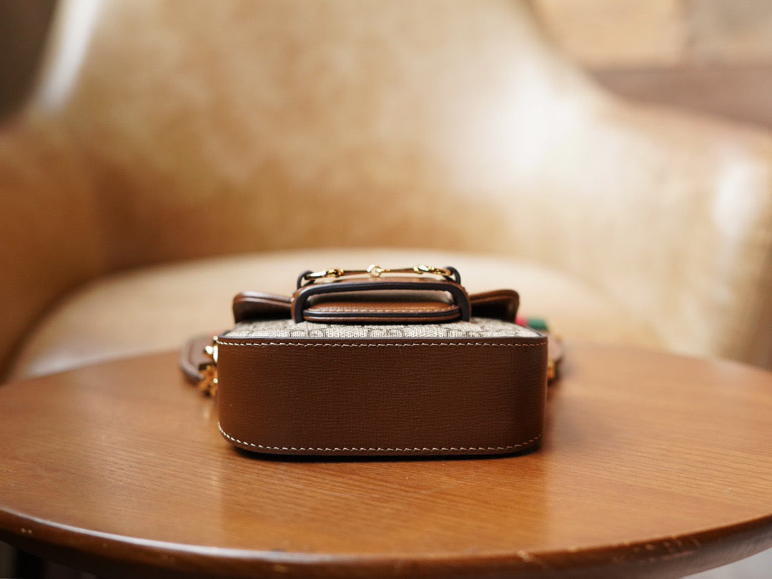 Horsebit 1955 Mini leather-trimmed shoulder bag
